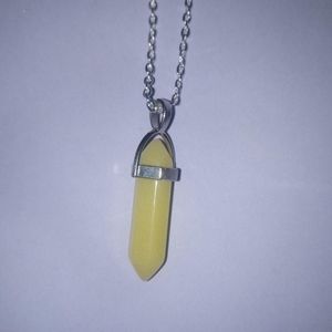 Yellow glow in the dark crystal necklace
